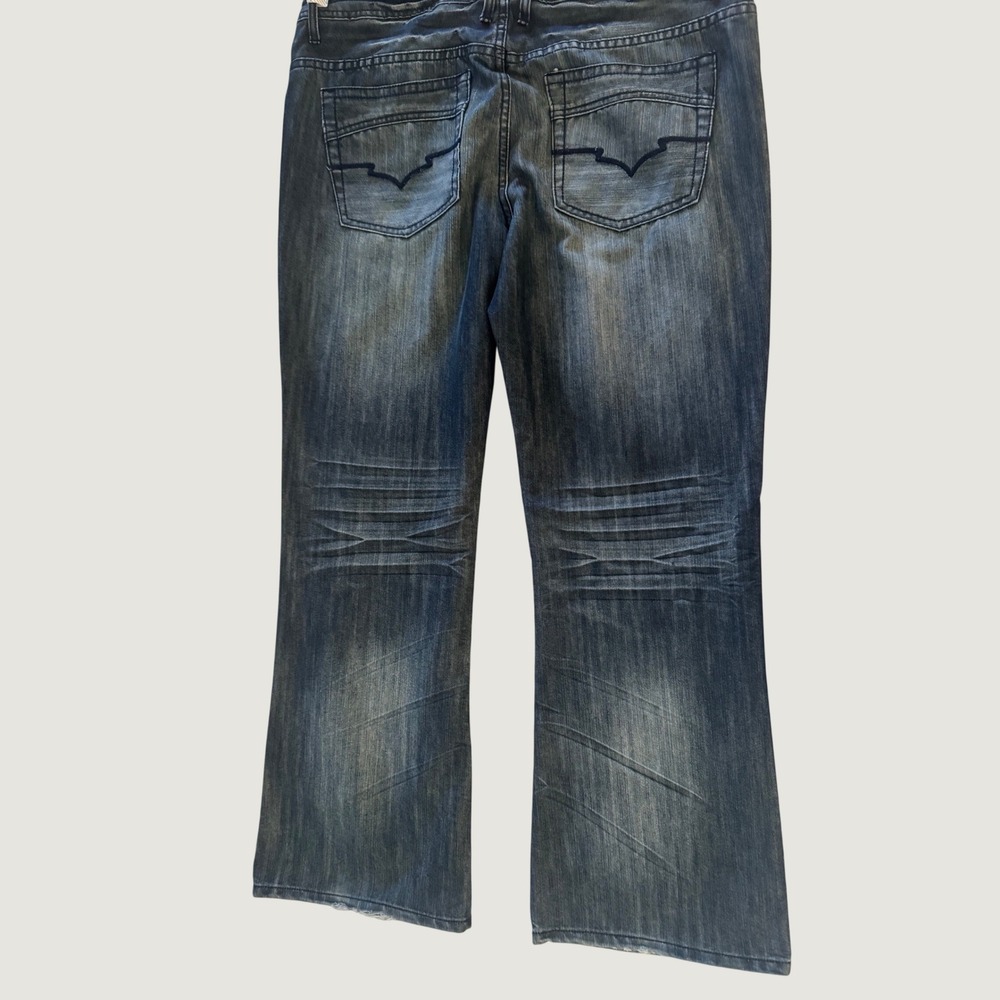 Buffalo David Bitton Jeans Mens 40 Blue Dark Wash Whiskered Bootcut Denim - Picture 7 of 11